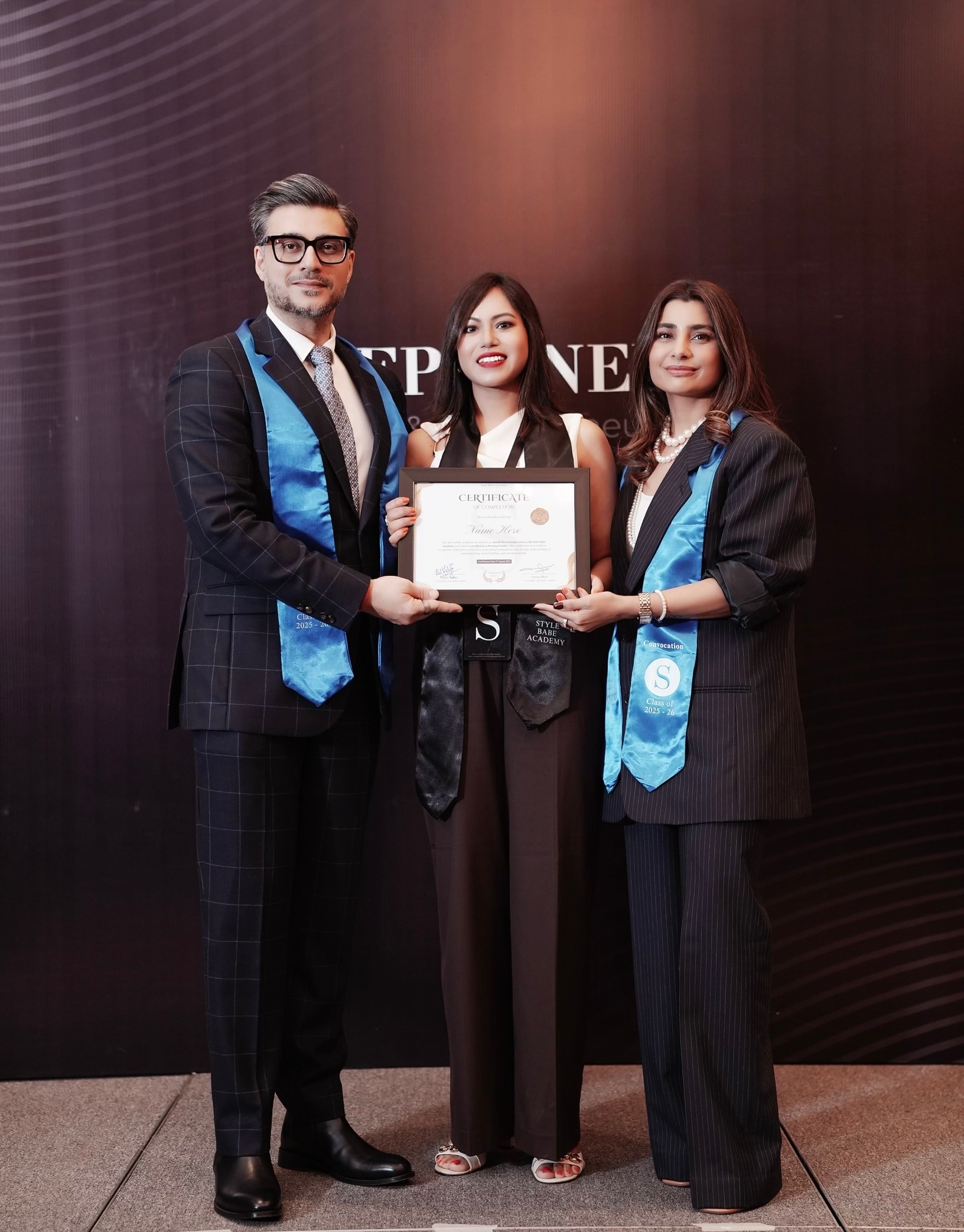 Ayona receiving her personal styling certificate at Style Babe Academy